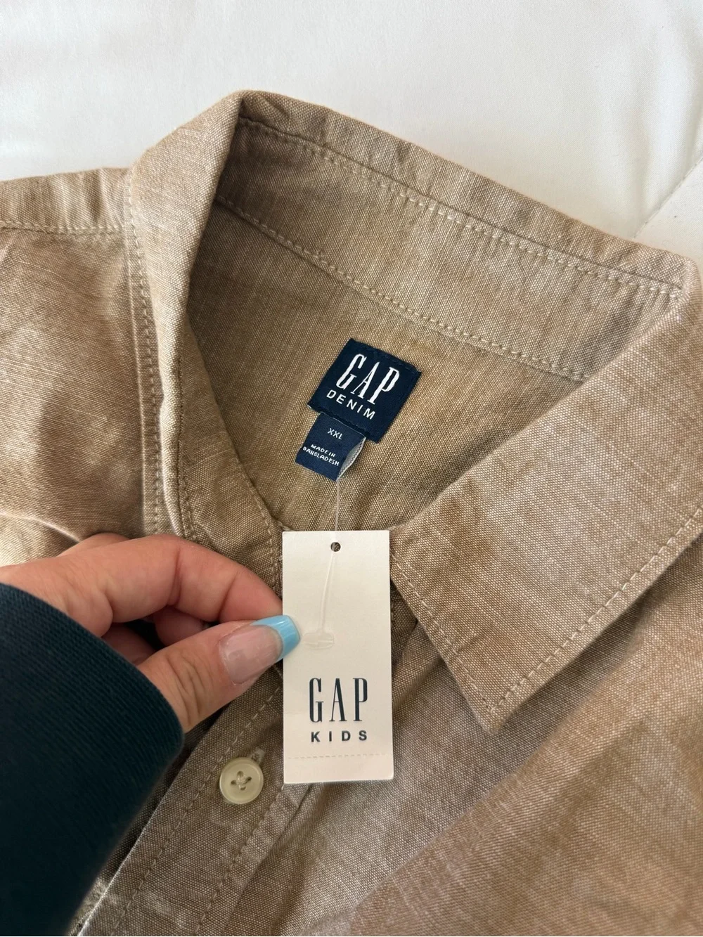 NWT GAP Kids Tan/Brown Long-Sleeve Button-Down Shirt